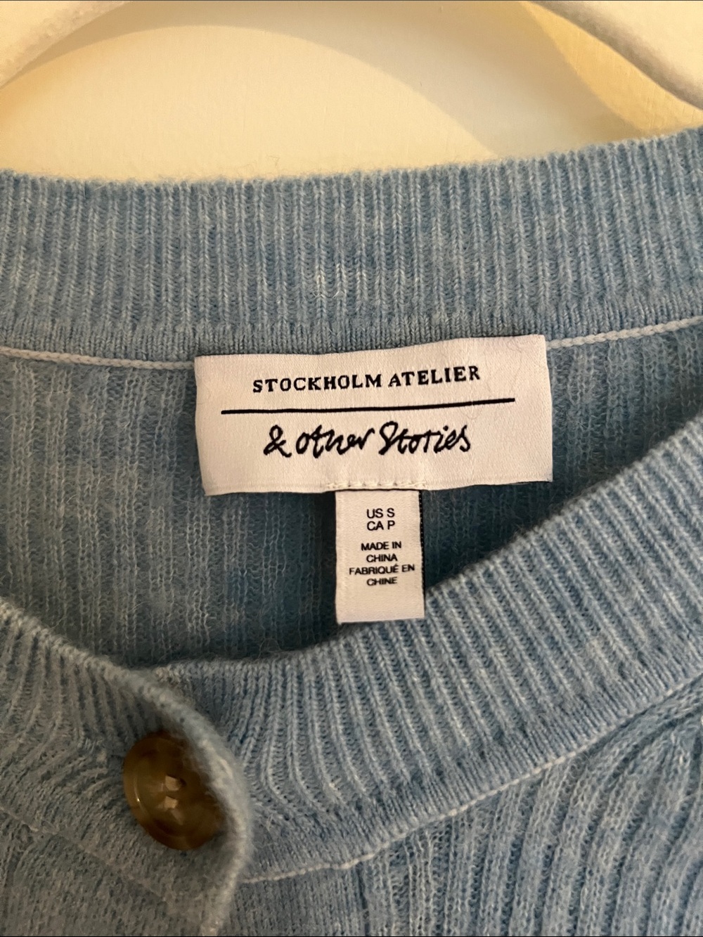 Pale Blue Ribbed Button Down Cardigan - Picture 2 of 2